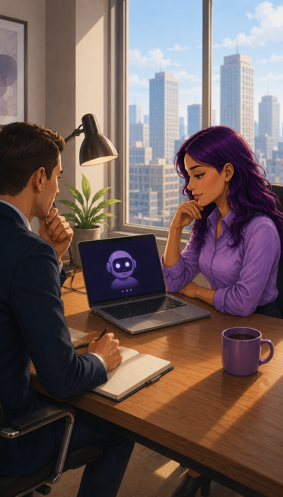woman prepping for ai during job interview